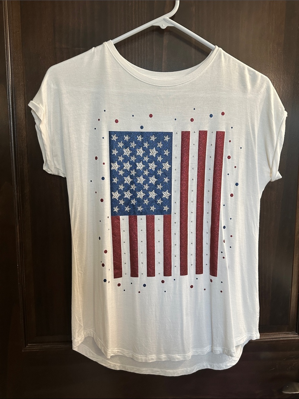 APT 9 American Flag Women’s Short Sleeve Top 🇺🇸 Size XS